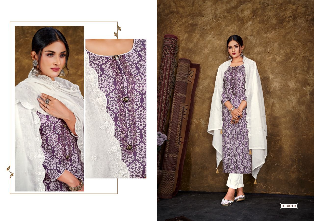 Hermitage Vogue New Fancy Casual Wear Printed Cotton Embroidery Dress Material Collection